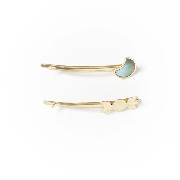 Chandra Moon Phase Bobby Pins Set of 2 - Mother of Pearl