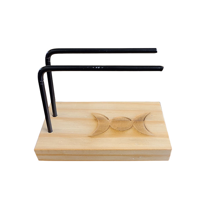 Wood/metal sage stick burner triple moon