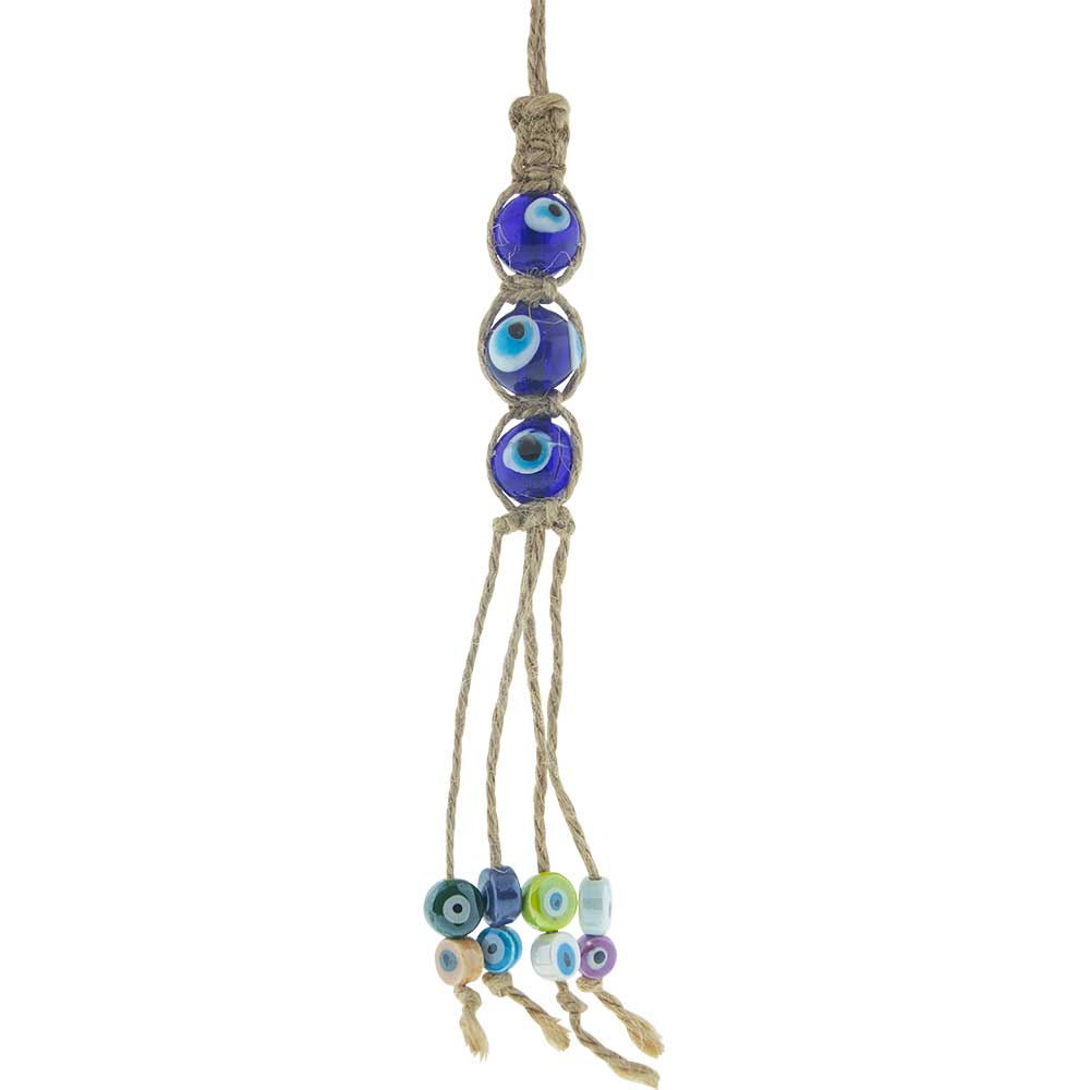 Talisman - Triple Evil Eye - Hemp rope w/ tassle 9