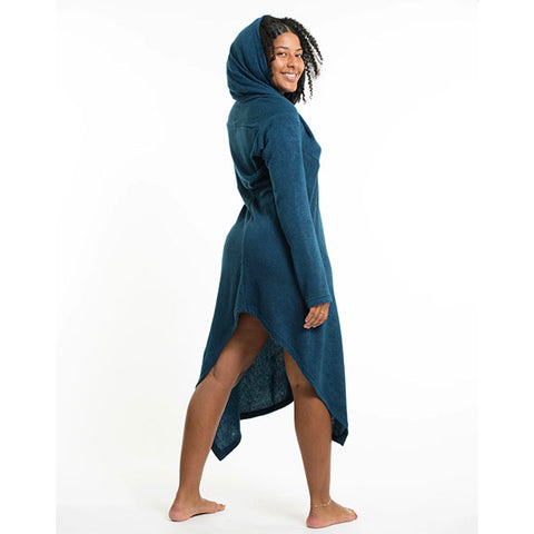 Robe pull Pixie à capuche en bleu - 1 taille / vert / viscose