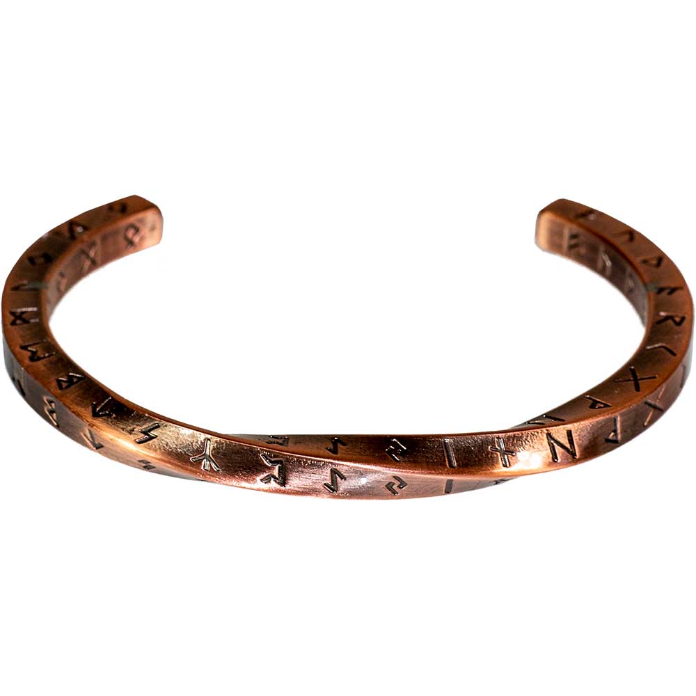 Bracelet Stainless Steel Twisted Viking Runes Copper