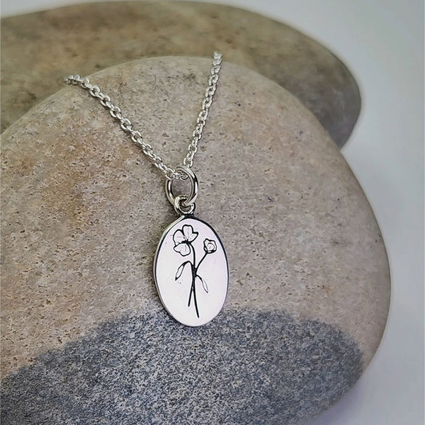 Collier Fleur de Naissance : Avril en argent sterling