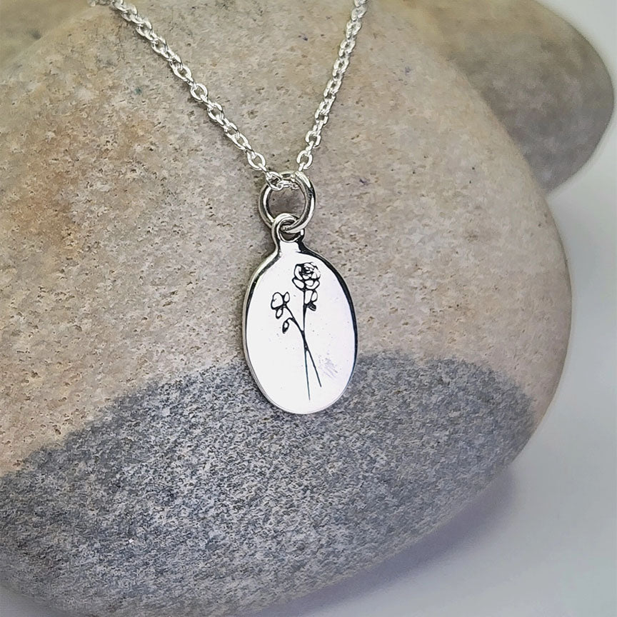 Collier Fleur de Naissance : Juin en argent sterling