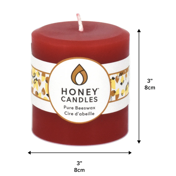Beeswax Pillar Candle - 3x3 - RED