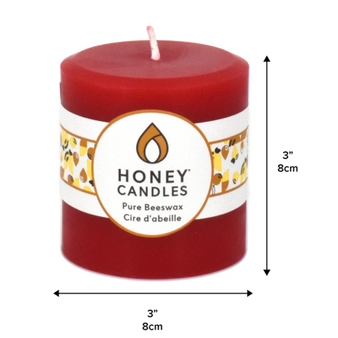 Beeswax Pillar Candle - 3x3 - RED