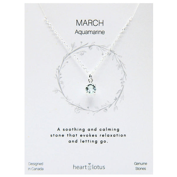 Birthstone necklace claw setting MARCH sterling silver