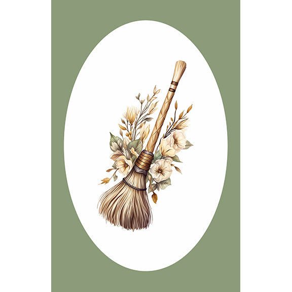 Greeting Card Floral Broom