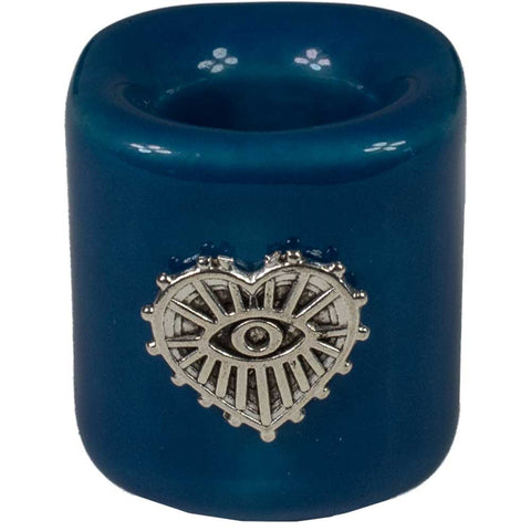 Candle Holder mini - dark blue/ evil eye heart