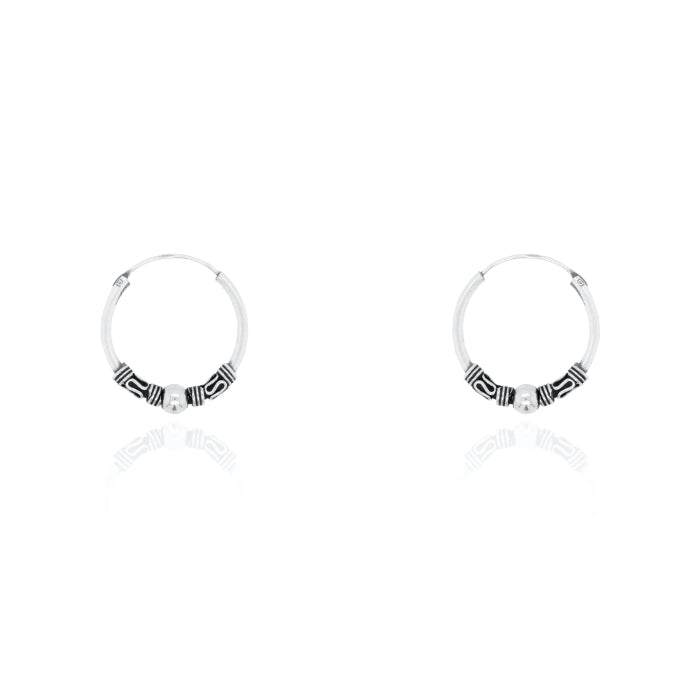 Earring Bali hoop sterling silver