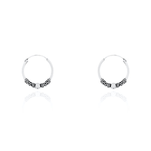 Earring Bali hoop sterling silver