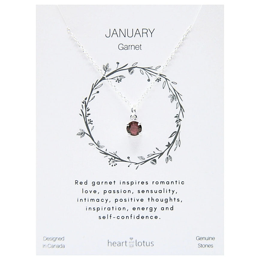 Birthstone necklace claw setting JANUARY sterling silver