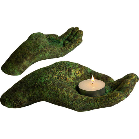 Volcanic Stone T-Light Holder / Offering Hand (1 hand)