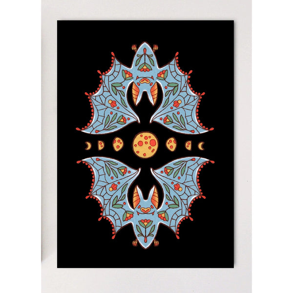 Moon Bats Art Print Fall Decor