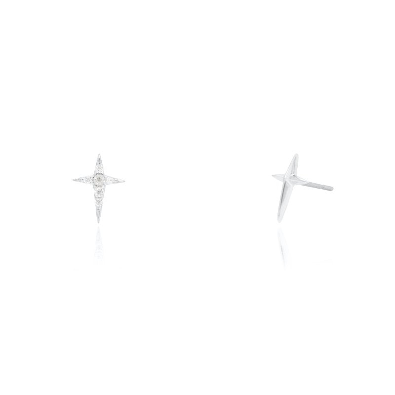 Earring 4 pointed star sterling silver