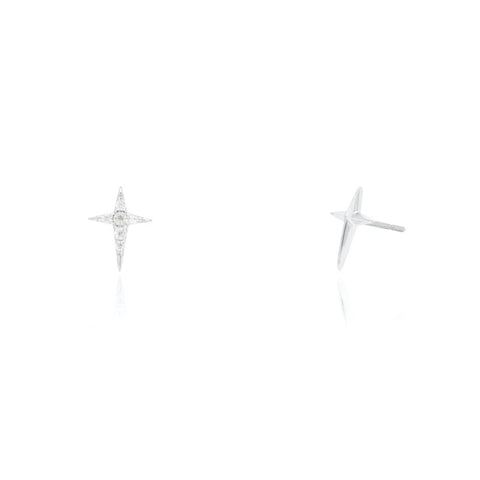 Earring 4 pointed star sterling silver