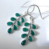 Earring green aventurine leaves sterling silver