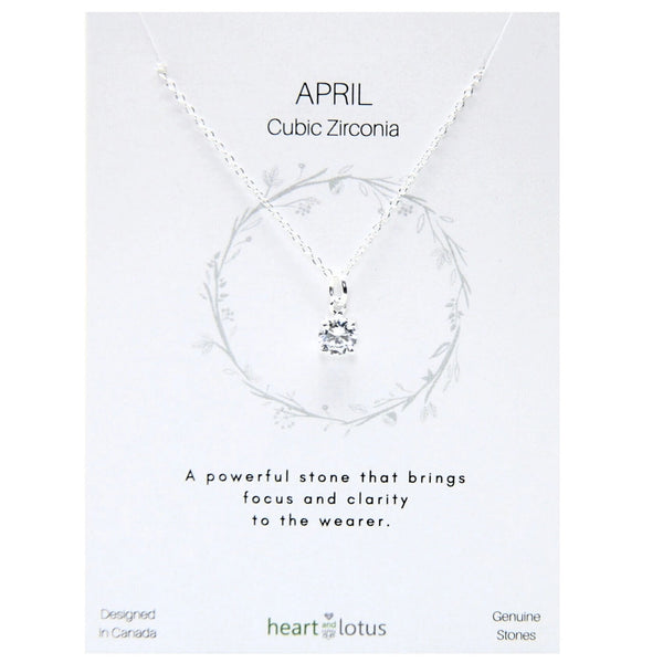 Birthstone necklace claw setting APRIL sterling silver