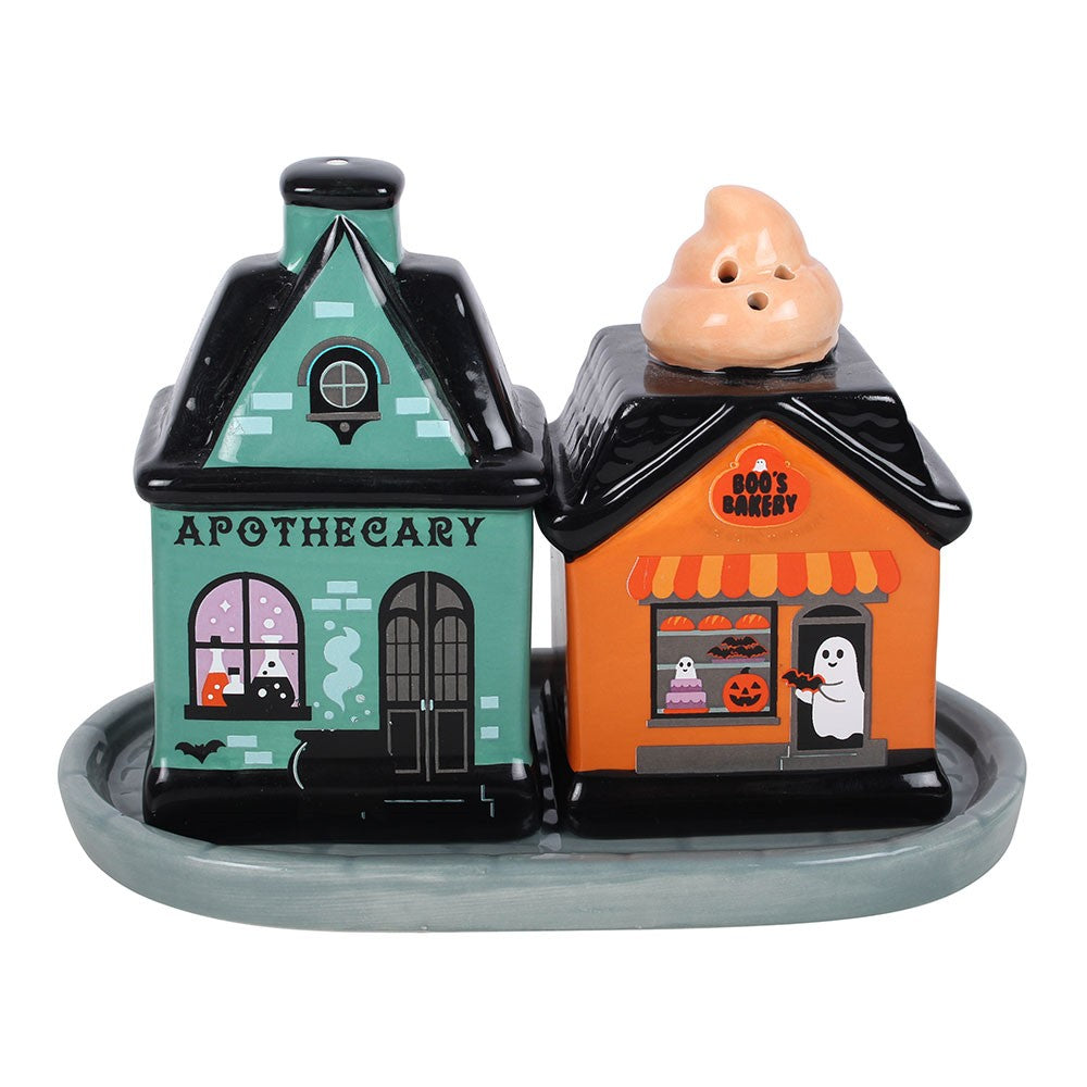 Spooky Street - Set of 2 Ceramic Salt and Pepper Shakers