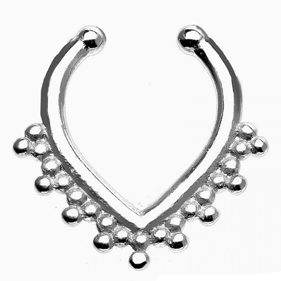 Fake Septum Hanger Tear Drop - silver