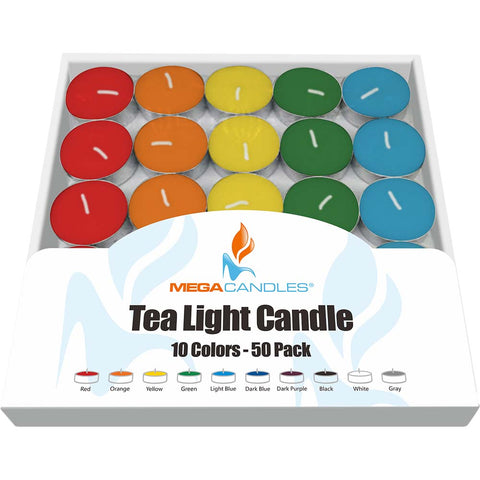 T-Light Candles - Unscented pack of 50 - assorted colours