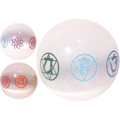 Selenite sphere chakras (1 sphere)