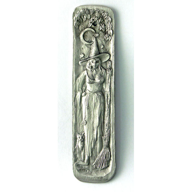 Incense holder pewter witch