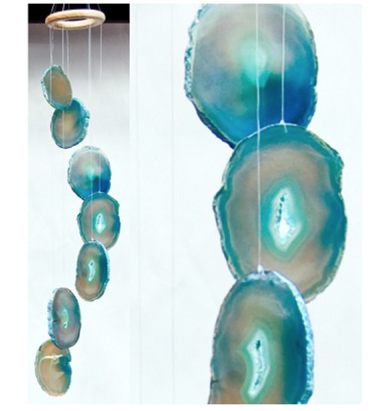 Agate wind chime large teal