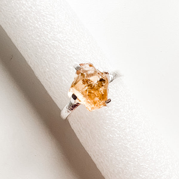 Bague citrine brute en argent sterling