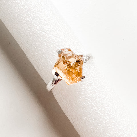 Bague citrine brute en argent sterling