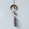 Necklace amethyst point stars/crescent - stainless steel