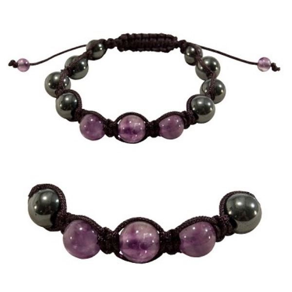 Shamballa Bracelet - Amethyst & Hematite