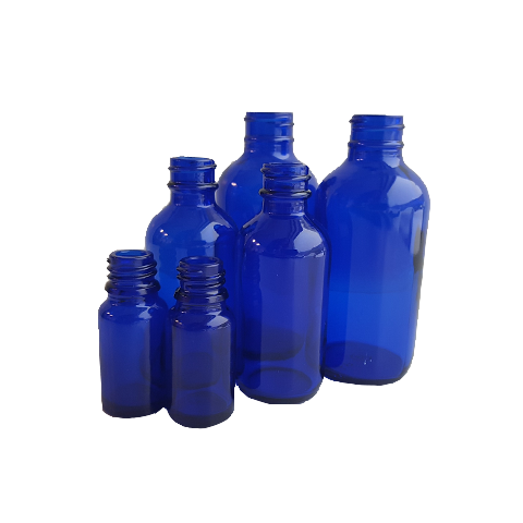 Bottle cobalt blue 5ml with white cap reducer
