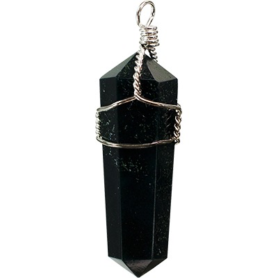 Pendant wire wrapped obsidian