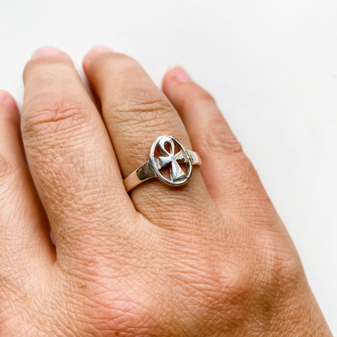 Ring ankh sterling silver