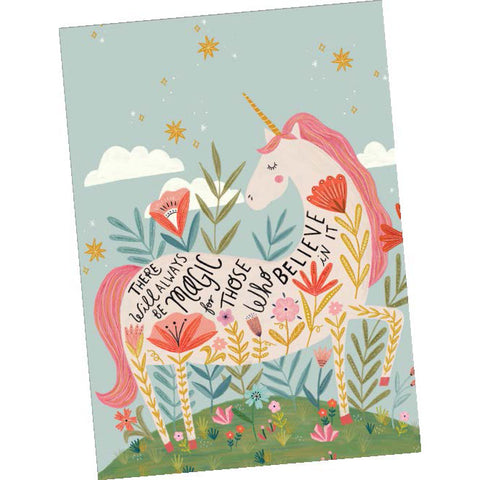 Magical Floral Unicorn Greeting Card
