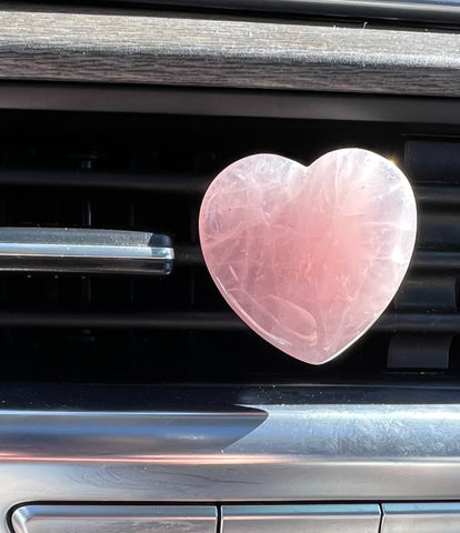Cristaux de voiture - coeur de quartz rose