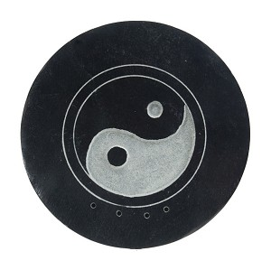 Incense Holder Round Black Yin Yang