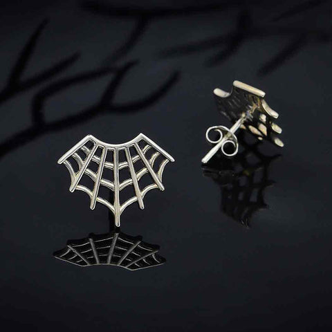 Earring spider web post sterling silver