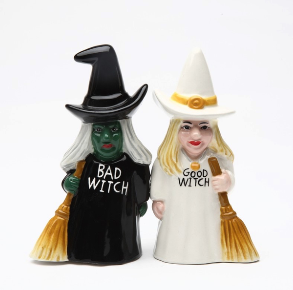 Salt & Pepper shakers good witch bad witch