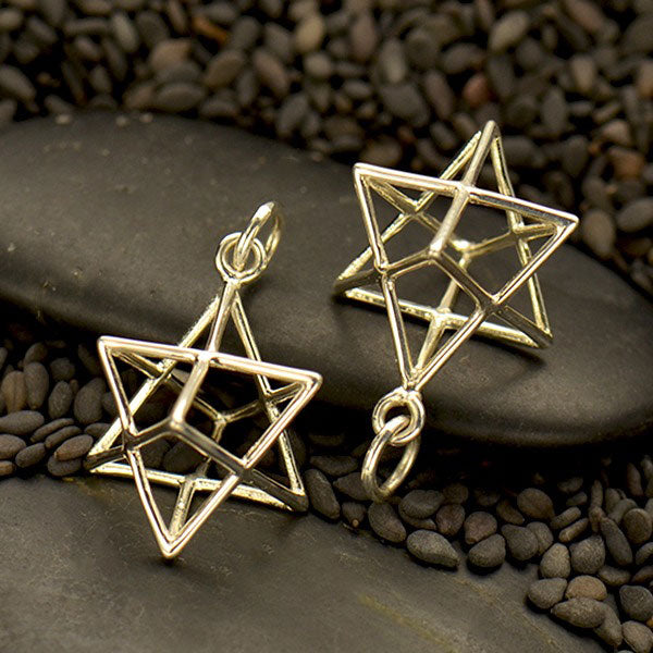 Pendentif ouvert merkaba argent massif