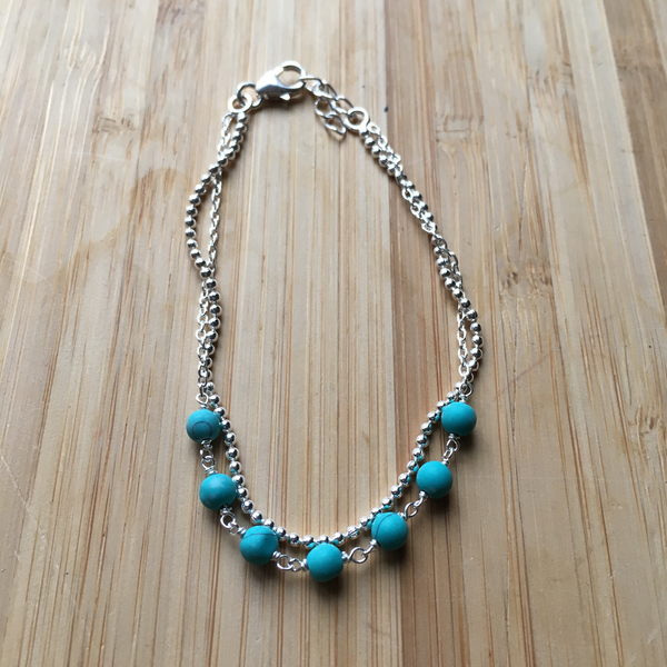 Bracelet sterling silver turquoise bead