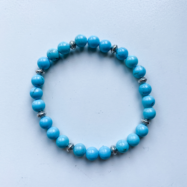 Bracelet 6mm magnesite with pewter beads