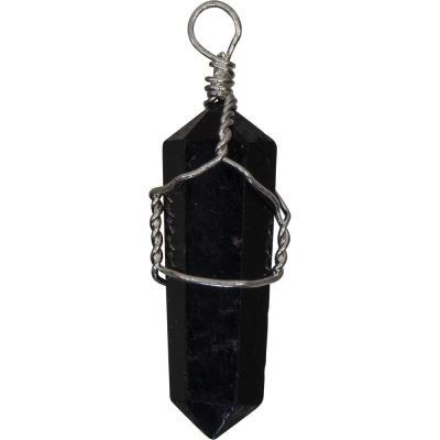 Pendant wire wrapped black tourmaline point