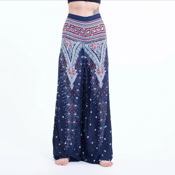 Wide Leg Palazzo Pant - Peacock Feather Blue
