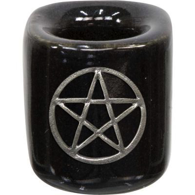 Mini candle holder black/pentacle