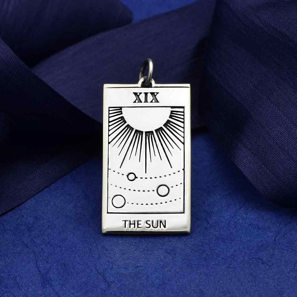 Pendentif carte de tarot soleil argent sterling