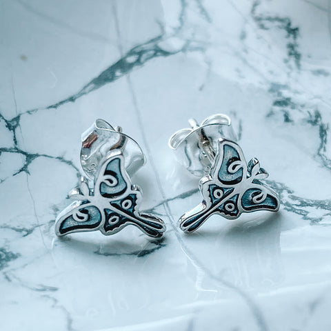 Earrings luna moth studs sterling silver