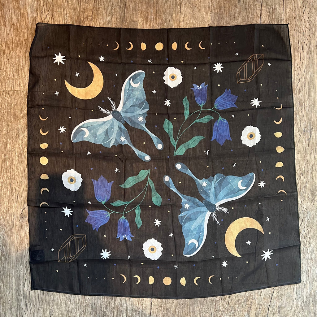 Moon Butterfly Scarf - Recycled Chiffon Scarf - Altar Mat