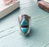 Ring turquoise double triangle sterling silver