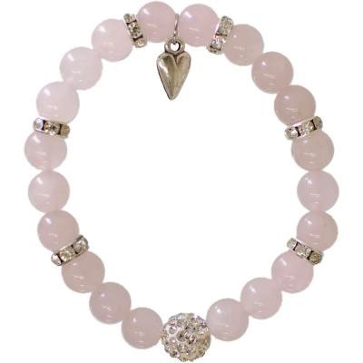 Bracelet 8mm quartz rose avec coeur